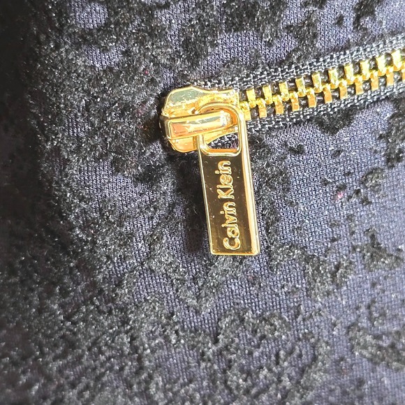 Calvin‎ Klein Women's Black Velvet Blazer Gold Zippers Size 8 - Picture 3 of 14